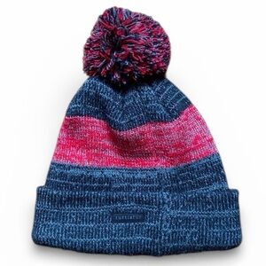 TURTLEFUR Knit Beanie Hat Pom Striped